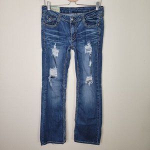 machine nouvelle mode italy jeans size 32 Destroyed Boot Cut Low Rise Womens